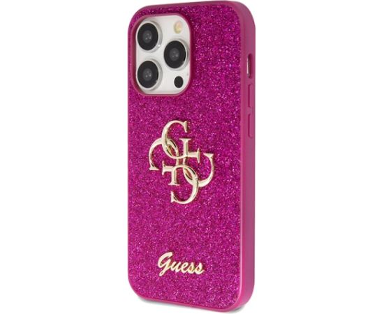 Guess GUHCP15XHG4SGU iPhone 15 Pro Max 6,7" violets cietais maciņš Glitter Script Big 4G