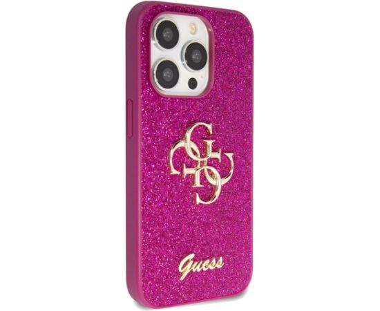 Guess GUHCP15XHG4SGU iPhone 15 Pro Max 6,7" violets cietais maciņš Glitter Script Big 4G
