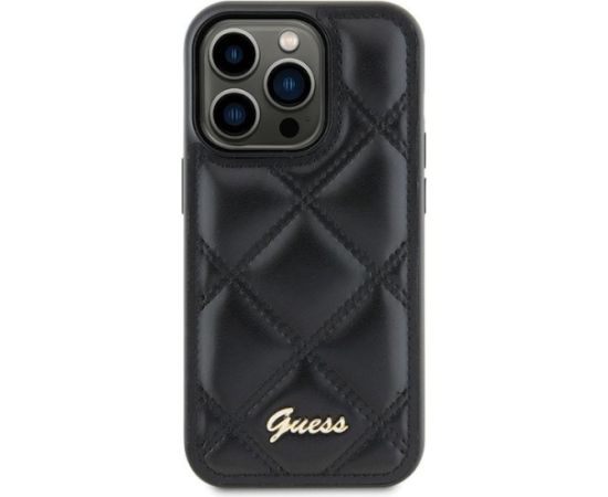Guess GUHCS23FEPSQSQSK Samsung S23 FE S711 melns cietais futrālis Stepēts metāla logotips