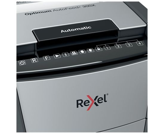 Rexel AutoFeed+ 300X Paper Shredder Cross shredding 4x25 mm P-4 60 L, 55 dB, Grey/Black (SPEC)
