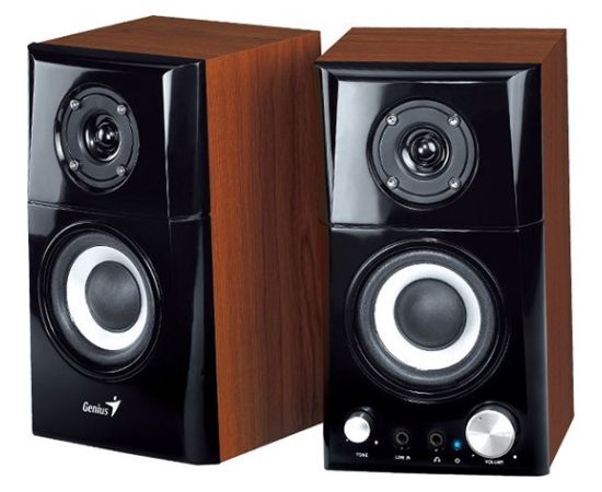 Genius loudspeakers SP-HF500A v2, 2.0, 16W, brown-black, volume control, headphones output, 3,5 mm jack (USB)+ AUX, 100Hz~20kHz