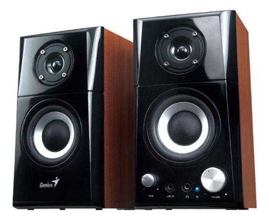 Genius loudspeakers SP-HF500A v2, 2.0, 16W, brown-black, volume control, headphones output, 3,5 mm jack (USB)+ AUX, 100Hz~20kHz
