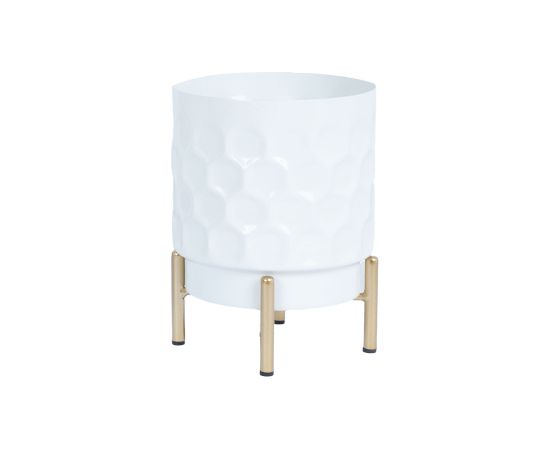 Flowerpot DEIA  D15xH20cm, white/golden