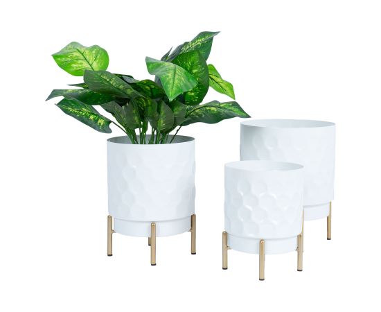 Flowerpot DEIA  D15xH20cm, white/golden