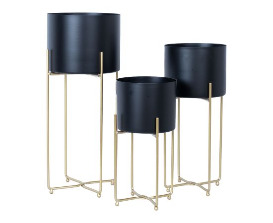 Puķu statīvs DEIA BLACK S 19,5x18xH37cm, melns/zeltīts