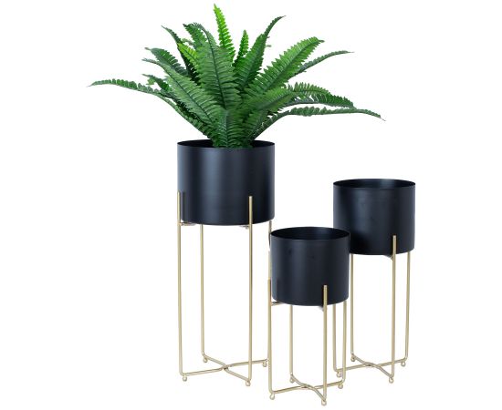 Puķu statīvs DEIA BLACK S 19,5x18xH37cm, melns/zeltīts