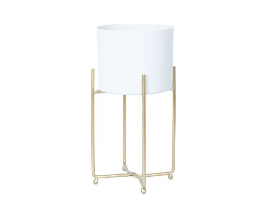 Puķu statīvs DEIA WHITE S 19,5x18xH37cm, balts/zeltīts