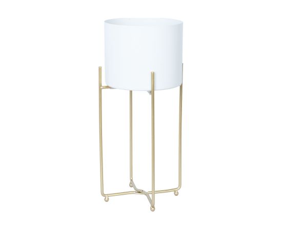 Flowerstand DEIA WHITE M  21,5x20,5xH47cm, white/golden