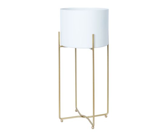 Puķu statīvs DEIA WHITE L 24,5x23,5xH57cm, balts/zeltīts