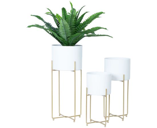 Puķu statīvs DEIA WHITE L 24,5x23,5xH57cm, balts/zeltīts