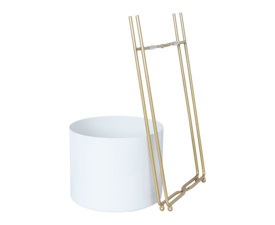Puķu statīvs DEIA WHITE L 24,5x23,5xH57cm, balts/zeltīts