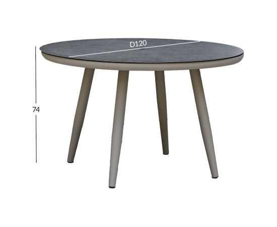 Galds SILVA D120xH75cm, pelēcīgi bēšs Dārza galdi