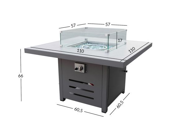 Garden table - gas fire place RIO, greyish beige