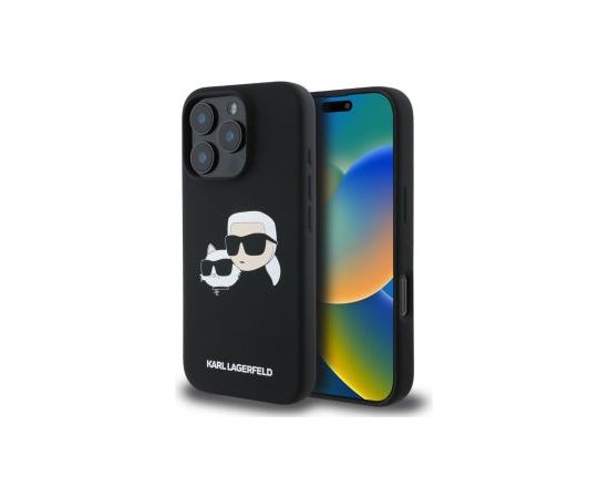 Apple -  Karl Lagerfeld Liquid Silicone Double Heads MagSafe Case for iPhone 16 Pro Max Black