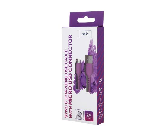 Setty cable USB- microUSB 1,0 m 2A magenta