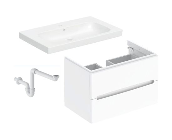 Geberit komplekts - izlietne ar sifonu un skapīti Modo, 800 mm, 2A, balta
