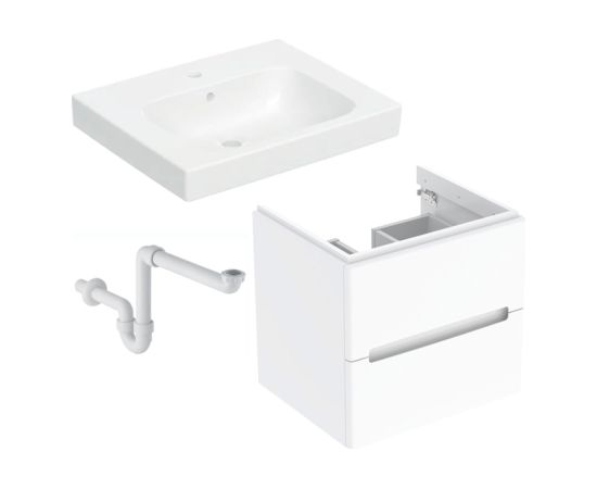 Geberit komplekts - izlietne ar sifonu un skapīti Modo, 600 mm, 2A, balta