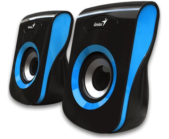 Genius loudspeakers SP-Q180, 2.0, 6W, black and blue, volume control, table, 150Hz-20kHz
