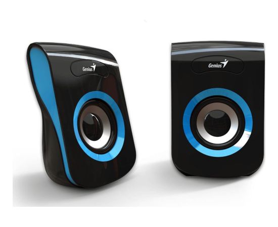 Genius loudspeakers SP-Q180, 2.0, 6W, black and blue, volume control, table, 150Hz-20kHz