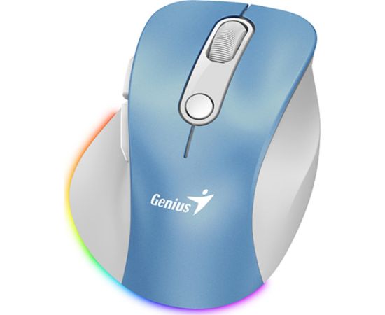 Mouse wireless, Genius Ergo 9000S Pro, white and blue, optical, 2400DPI