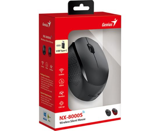 Mouse wireless, Genius NX-8000S Type-C, black, optical, 1200DPI