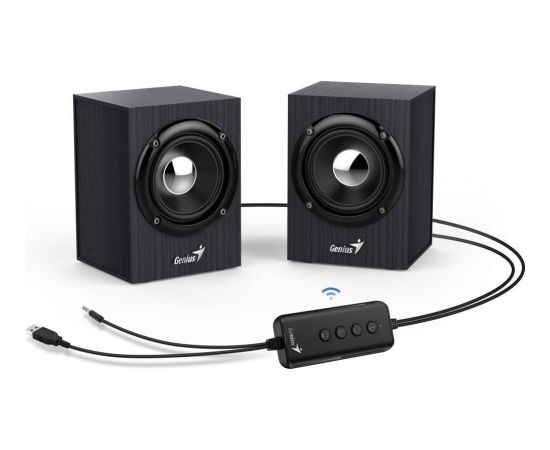 Genius loudspeakers SP-HF385BT, 2.0, 4W, black, volume control, BT, wooden, 3,5 mm jack/ bluetooth, 150Hz-20kHz