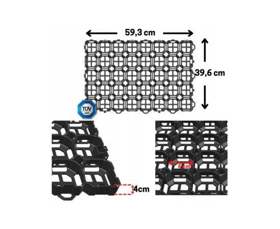 Решетка для газона TYP6, 57,5x38x4 см, черный;