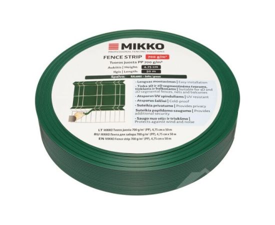 Žoga lamile MIKKO 4,75cm x 35m RAL6005 zaļa + 28 gab. turētāji