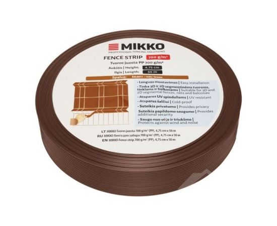 Žoga lamile MIKKO 4,75cm x 35m RAL8017 brūna + 28 gab. turētāji