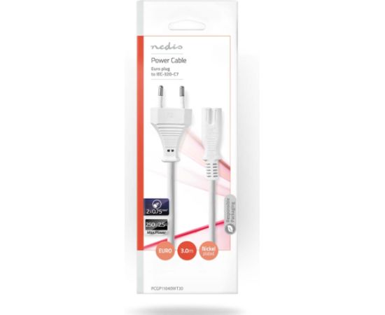 Nedis PCGP11040WT30 Кабель питания Euro Plug - IEC-320-C7 / 3m