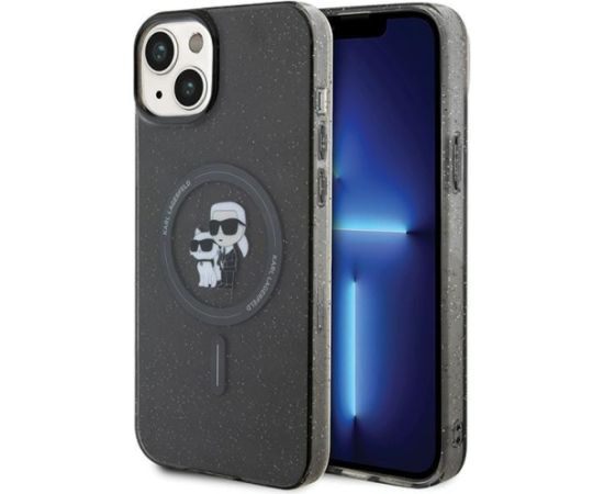Karl Lagerfeld KLHMP15SHGKCNOK iPhone 15 6.1" czarny|black hardcase Karl&Choupette Glitter MagSafe