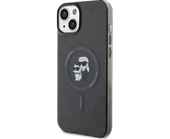 Karl Lagerfeld KLHMP15SHGKCNOK iPhone 15 6.1" czarny|black hardcase Karl&Choupette Glitter MagSafe