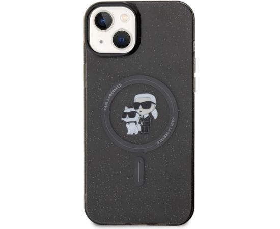 Karl Lagerfeld KLHMP15SHGKCNOK iPhone 15 6.1" czarny|black hardcase Karl&Choupette Glitter MagSafe