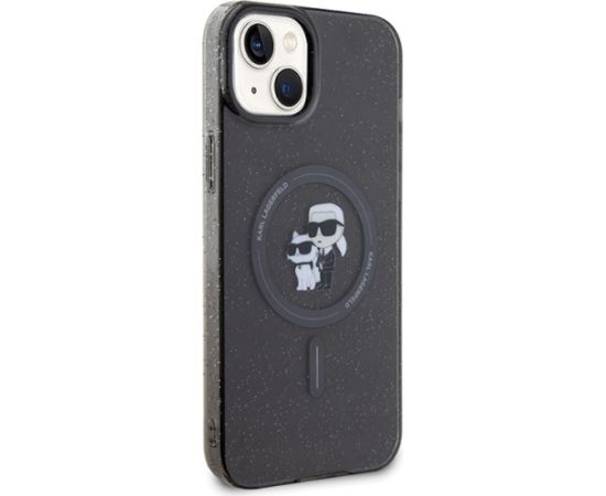 Karl Lagerfeld KLHMP15SHGKCNOK iPhone 15 6.1" czarny|black hardcase Karl&Choupette Glitter MagSafe