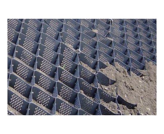 Ģeošūna grunts stabilizēšanai un nogāžu stiprināšanai 70mm 2,46x6,1m (15m2), Šūnas izmērs 203x246mm