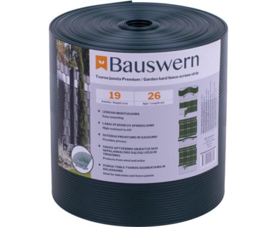 Лента для забора Bauswern Premium 2600x19см RAL6005, зеленый