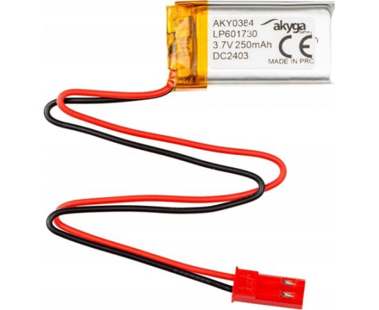 Akumulator Li-Po LP601730 Akyga AKY0384 3.7V / 250mAh PCM złącze JST 2-Pin 150mm