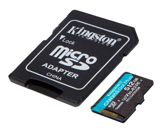 KINGSTON 512GB microSDXC Canvas Go Plus Gen4 200MB/s A2 U3 V30 Card + Adapter