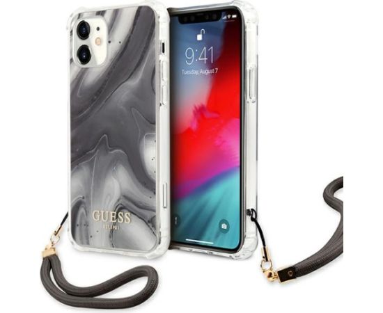 Guess GUHCP12SKSMAGR iPhone 12 mini 5,4" korpuss | pelēks cietais futrālis Marble Collection