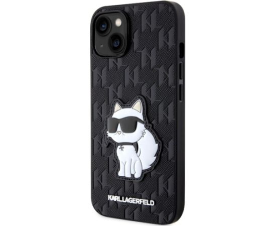 Karl Lagerfeld KLHCP14SSAKHPHPCK iPhone 14 6,1" melns safjāno monogramma Choupette