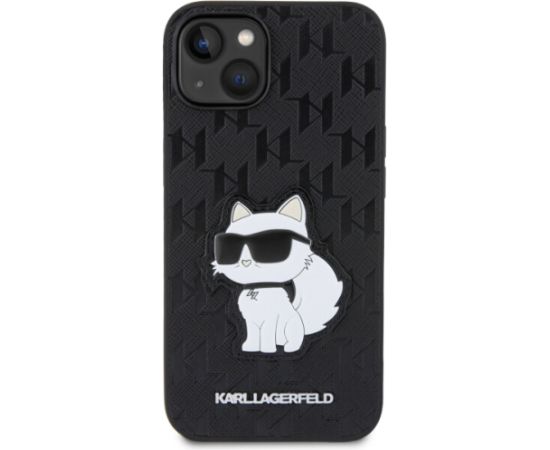 Karl Lagerfeld KLHCP14SSAKHPHPCK iPhone 14 6,1" melns safjāno monogramma Choupette