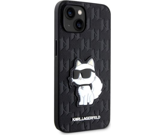 Karl Lagerfeld KLHCP14SSAKHPHPCK iPhone 14 6,1" melns safjāno monogramma Choupette