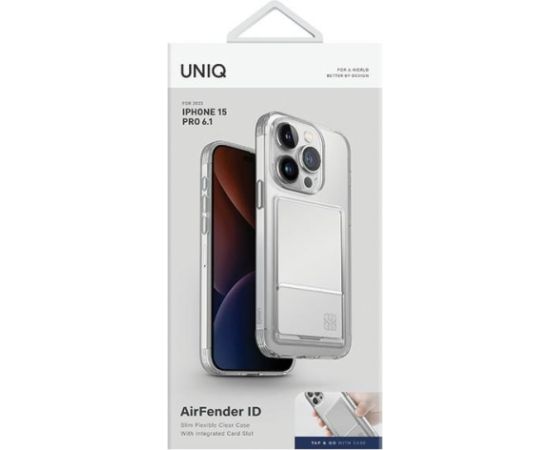 UNIQ etui Air Fender ID iPhone 15 Pro 6.1" nude transparent Cardslot