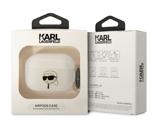 Karl Lagerfeld 3D logotips NFT Karl Head TPU korpuss priekš Airpods Pro White