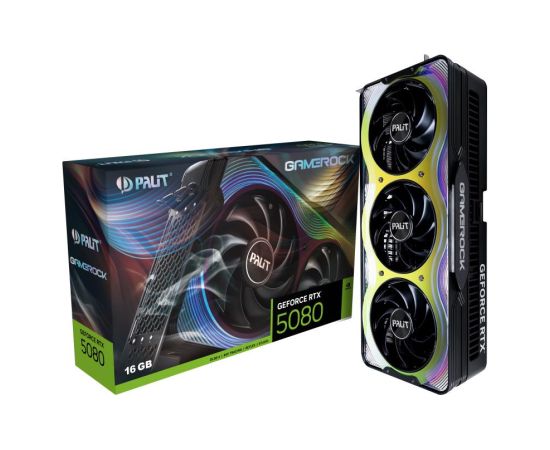 Graphics Card PALIT NVIDIA GeForce RTX 5080 16 GB GDDR7 256 bit PCIE 5.0 16x Triple slot Fansink 1xHDMI 3xDisplayPort NE75080019T2-GB2030G
