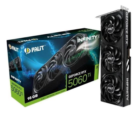 Graphics Card PALIT NVIDIA GeForce RTX 5060 Ti 16 GB GDDR7 128 bit PCIE 5.0 16x Memory 1750 MHz Triple slot Fansink 1xHDMI 3xDisplayPort NE7506T019T1-GB2061S