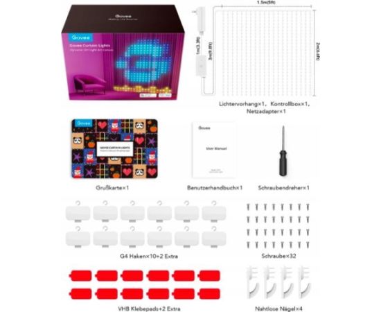Govee H70B1 Curtain Light | LED SET Wi-Fi, Bluetooth, RGBIC, IP65