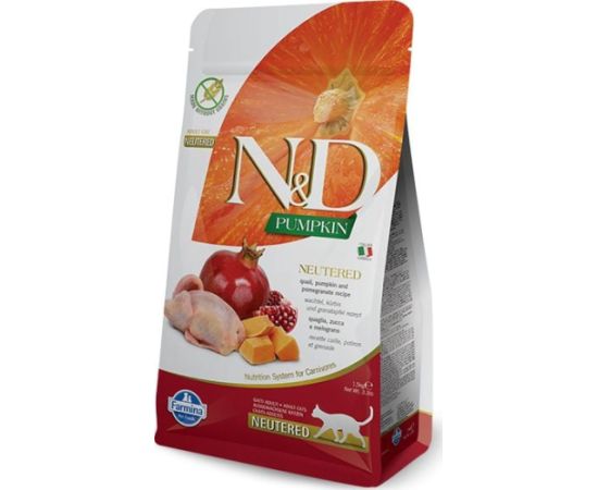 Farmina FARMINA N&D CAT PUMPKIN NEUTERED QUAIL & POMEGRANATE - sucha karma dla kota z przepiórką, dynią i granatem 5kg