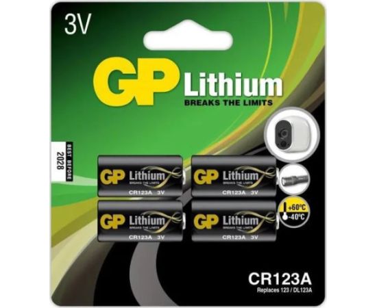 GP Baterijas CR123a 4 gb.