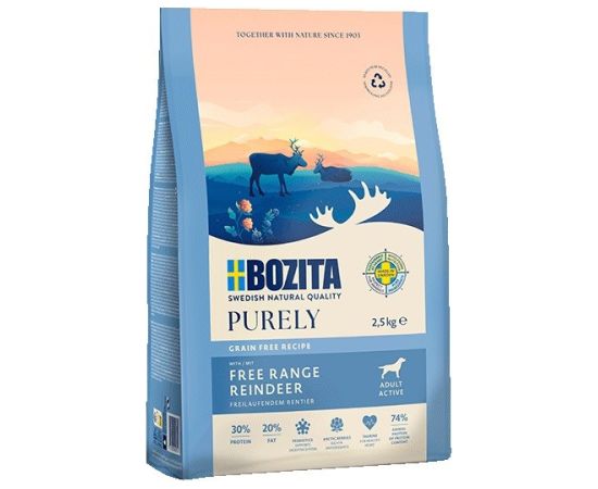 BOZITA Purely  renifer karma bezzbożowa dla dorosłych aktywnych psów 2,5 kg